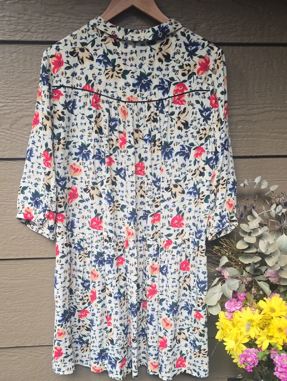 BA&SH Pascou Cream Floral Print Dress Large 10 - Picture 7 of 9